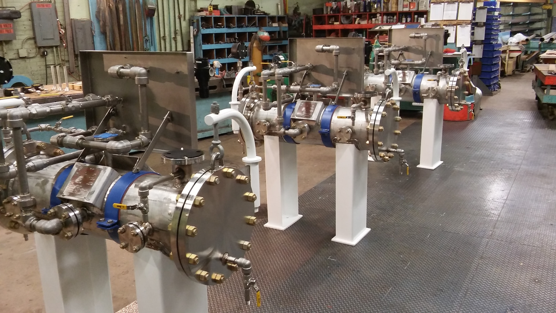 Rows of DAF Corp micro-bubble generators ready for assembly